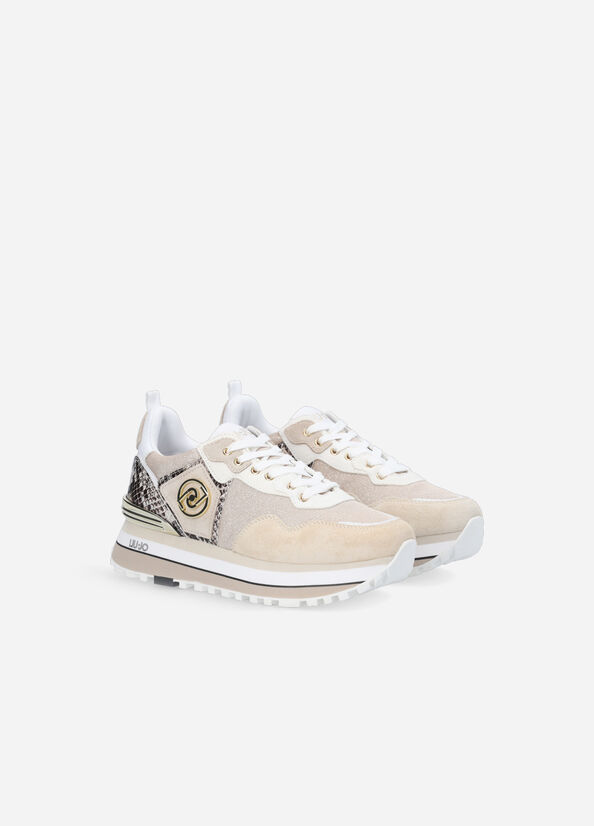 Sneakers platform con stampa pitone
