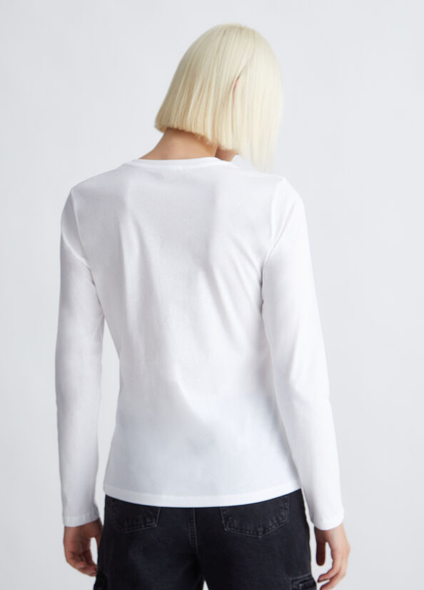 T-shirt ecosostenibile con pizzo e logo