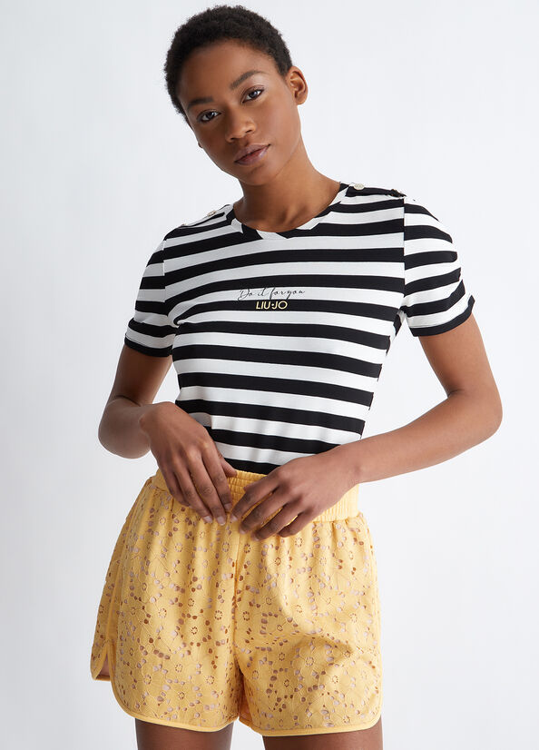 T-shirt a righe in jersey