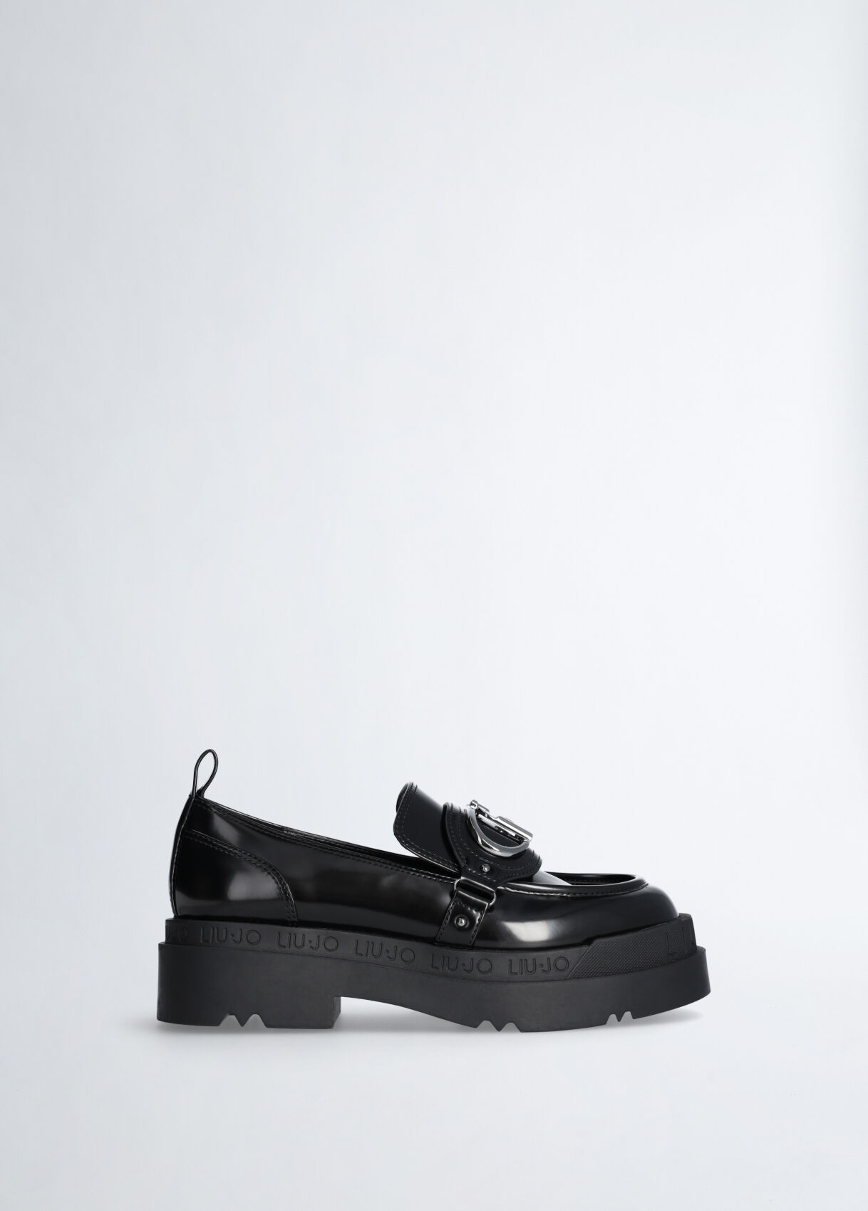 Platform moccasins with logo