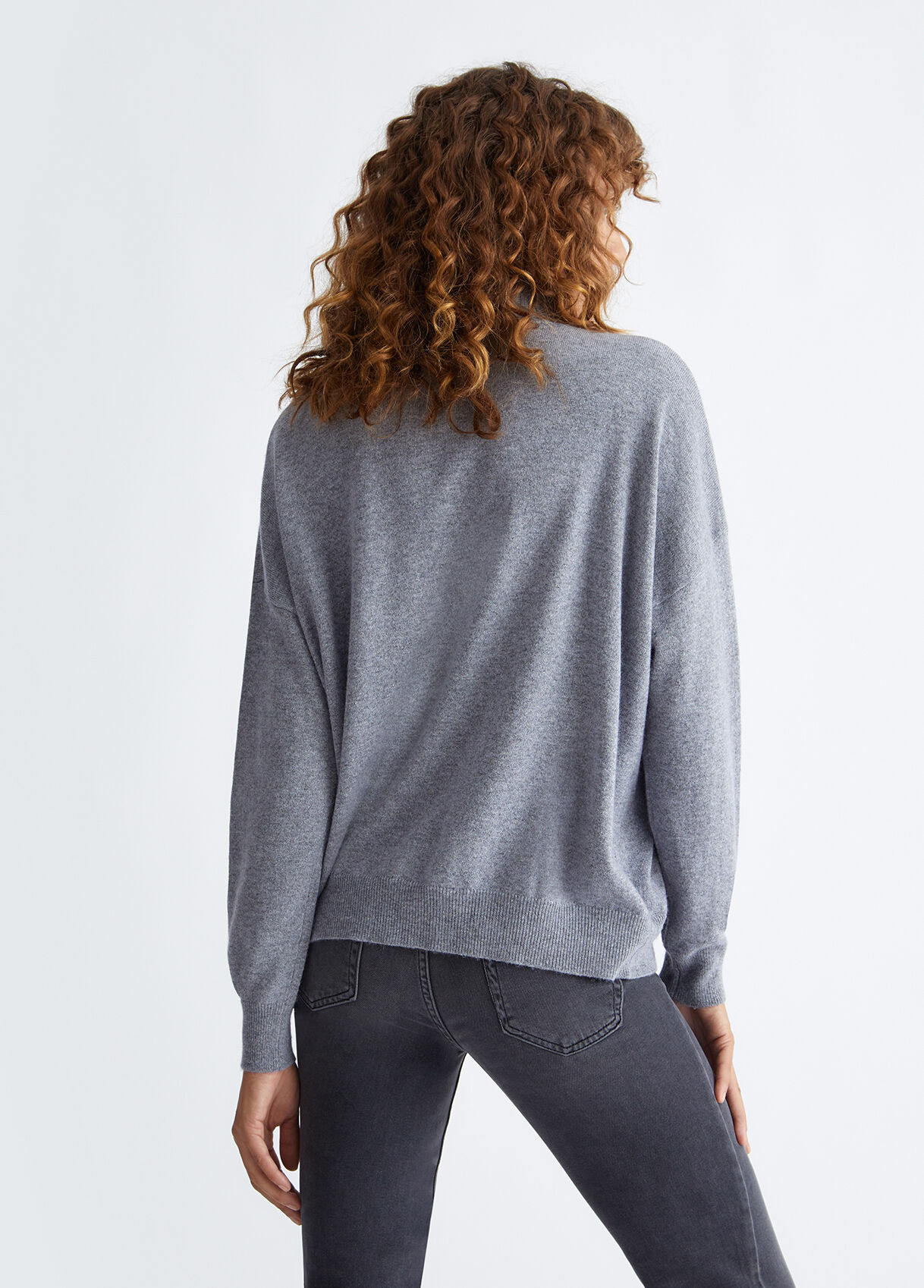 Turtleneck with logo and rhinestones
