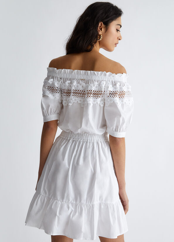 Vestito in popeline con pizzo