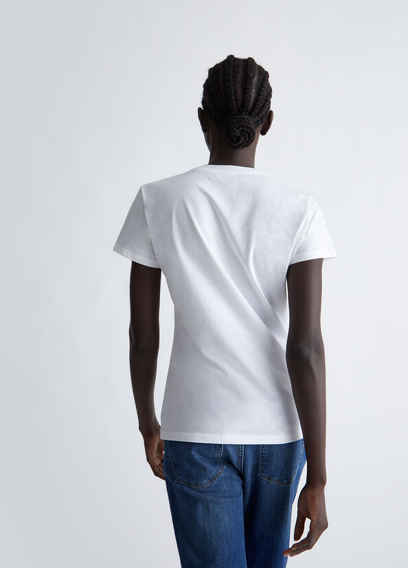 T-shirt ecosostenibile con diamante e strass