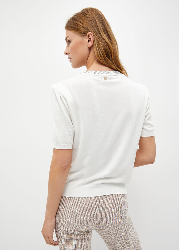 Maglia bianca con strass