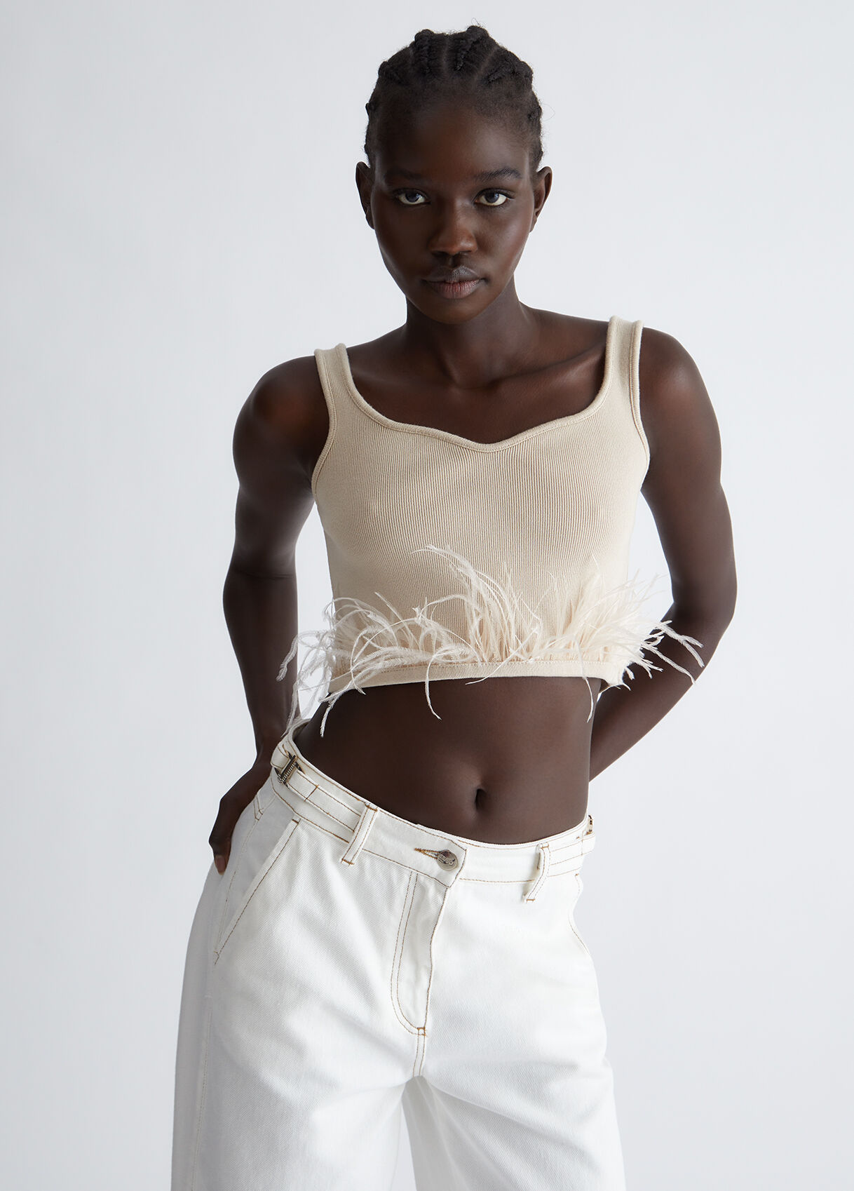 Bralette top with feathers