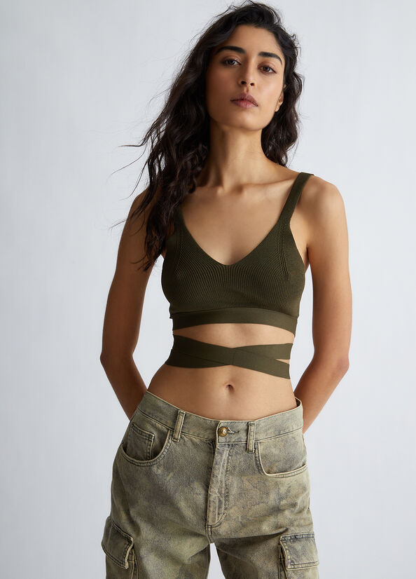 Bralette in maglia con fiocco
