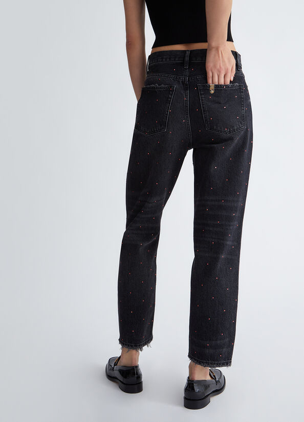 Jeans straight ecosostenibili con strass