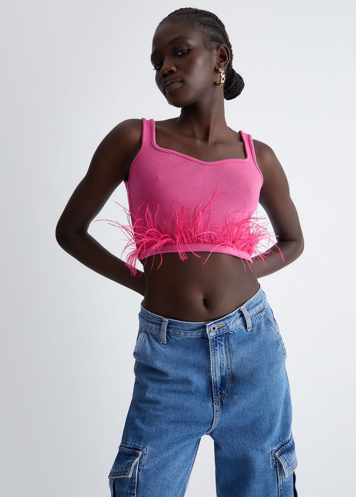 Bralette top with feathers