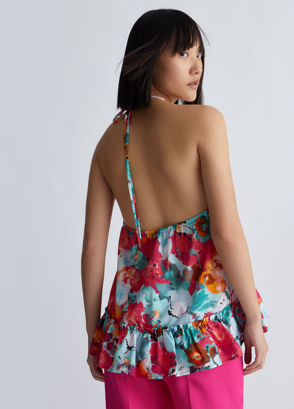 Top floreale in cotone