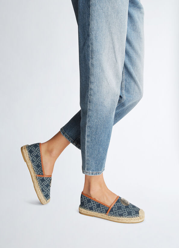 Espadrillas monogram effetto denim