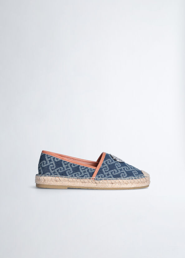 Espadrillas monogram effetto denim
