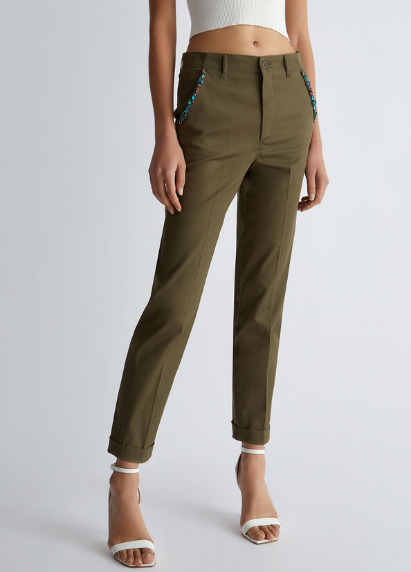 Pantaloni chino con strass