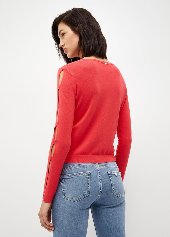 Cardigan rosso ecosostenibile