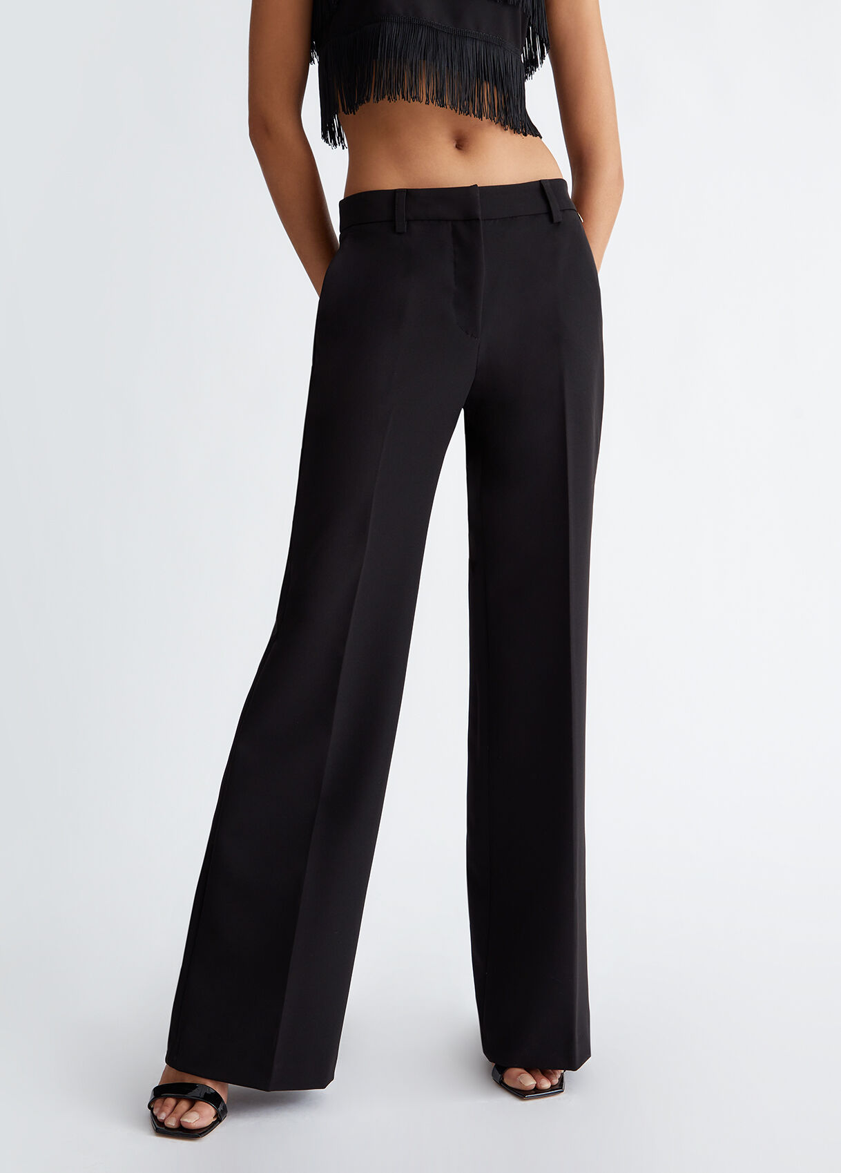 Black palazzo stretch trousers