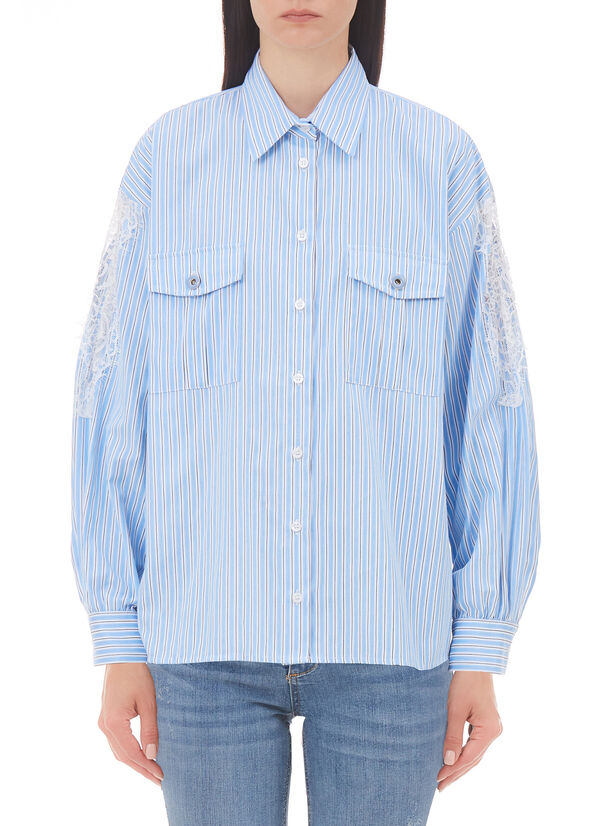 Camicia a righe con pizzo