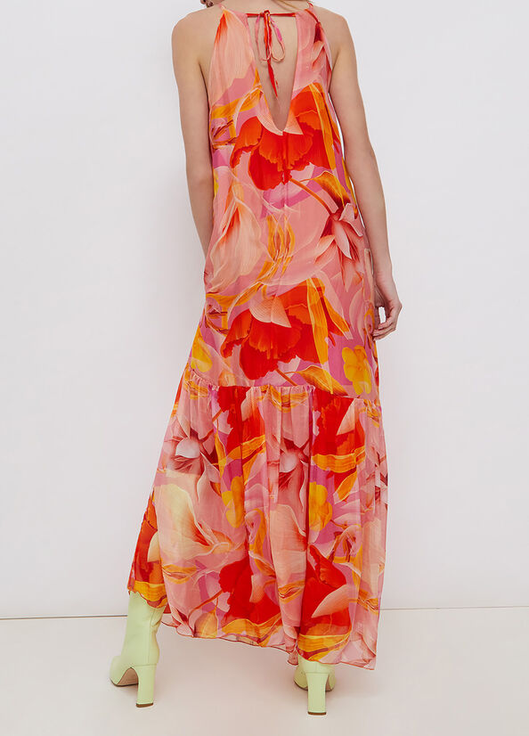 Vestito lungo in chiffon di seta