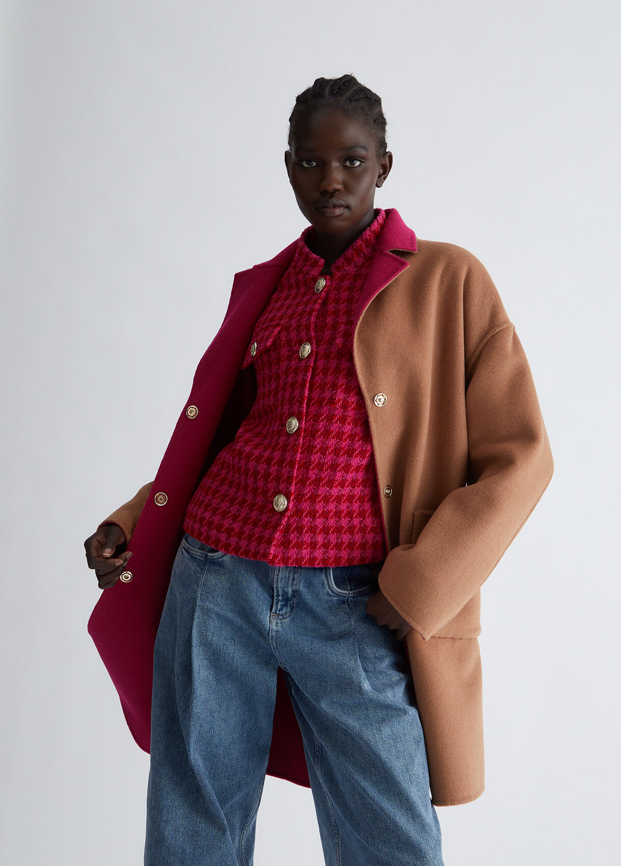 Reversible wool blend coat