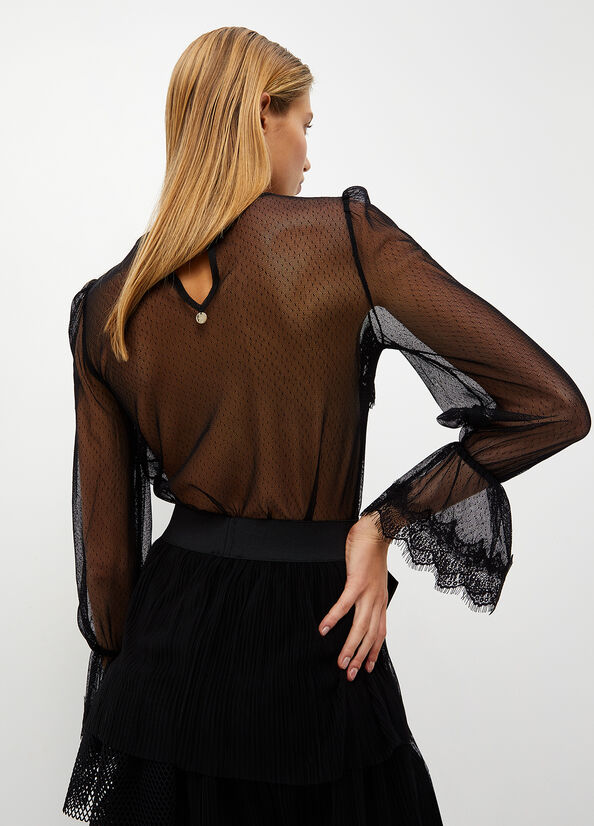 Top in tulle plumetis