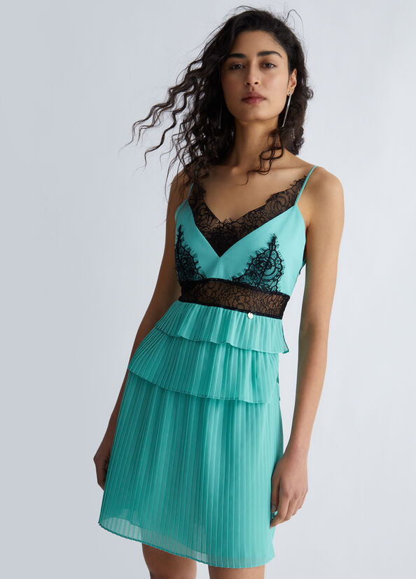 Vestito corto plissettato