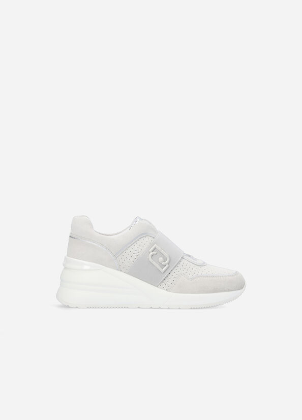 Slip on in suede con zeppa