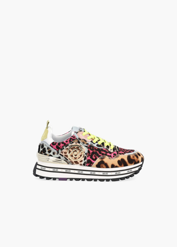 Sneakers platform multicolor animalier