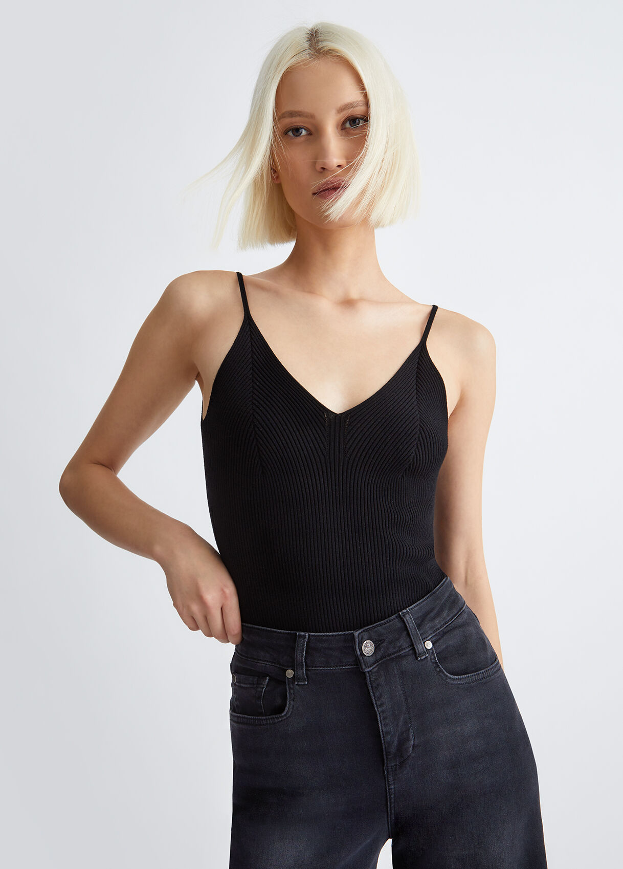 Black knit top