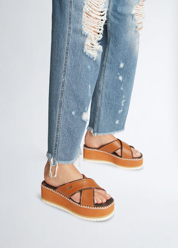 Sandali platform in pelle