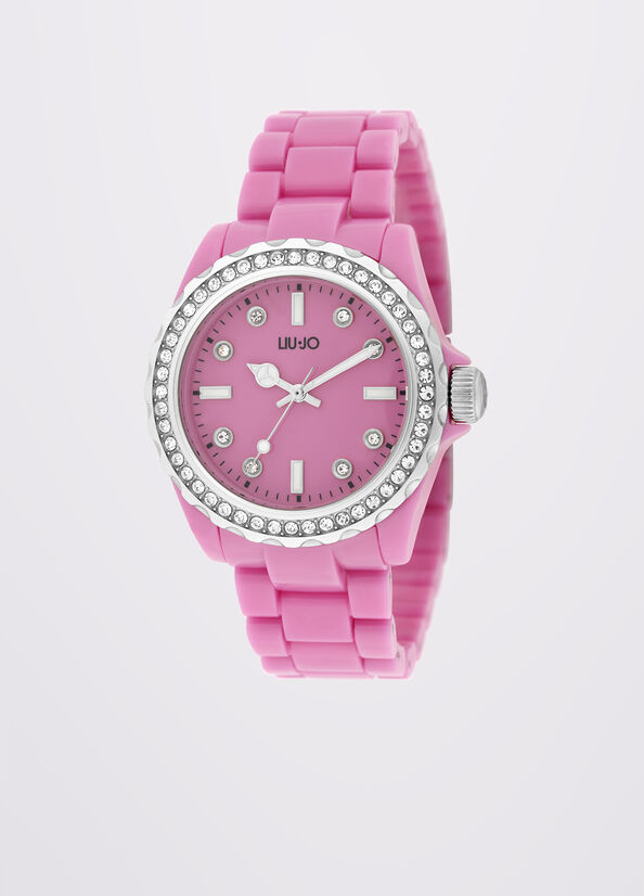 Orologio fuxia in acciaio smaltato