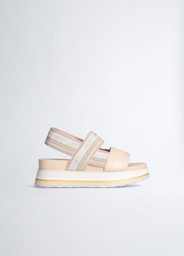Sandali platform con logo jacquard