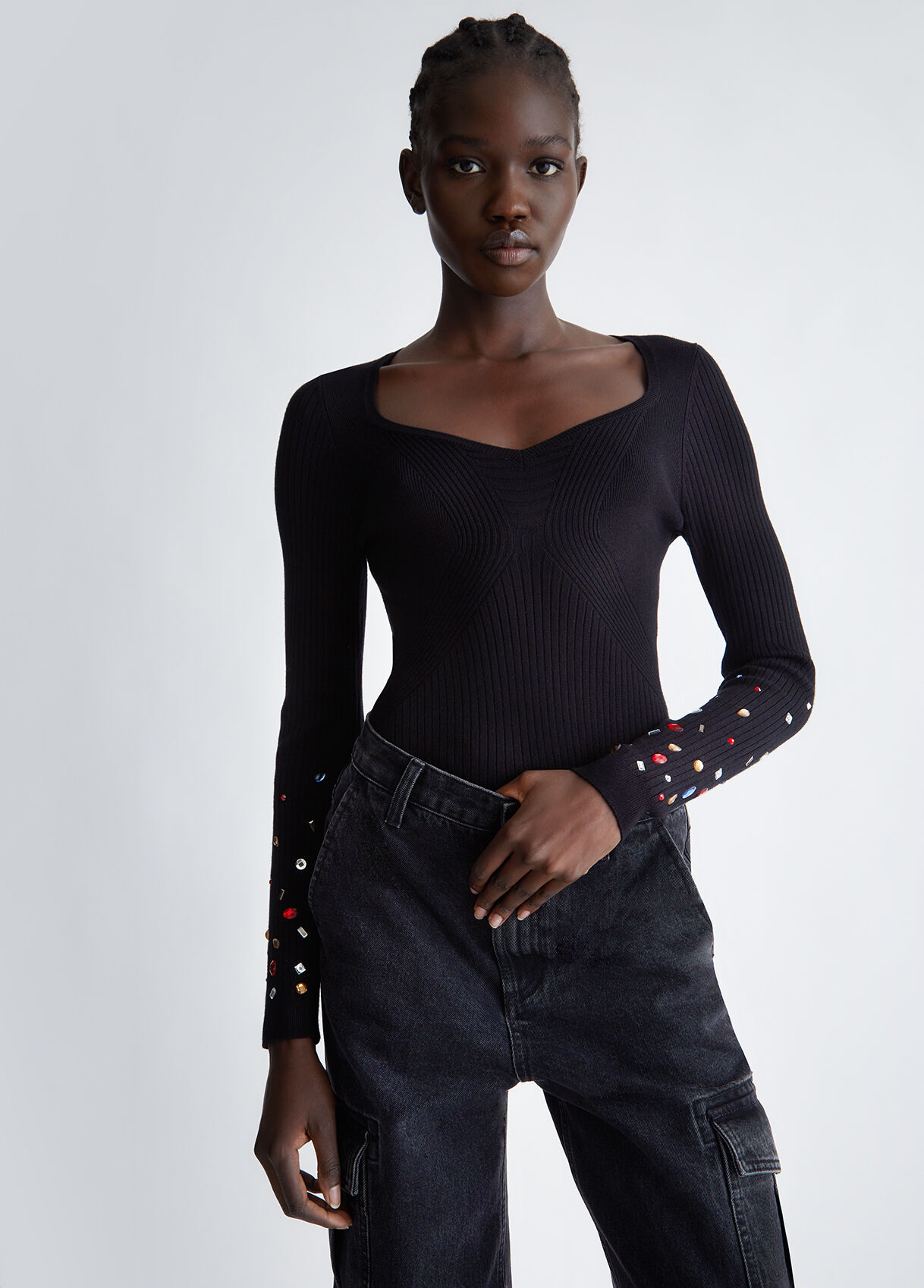 Eco-friendly jumper with rhinestones