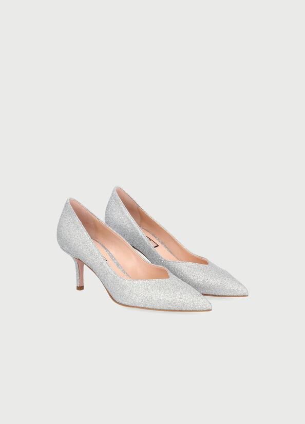 Dècolleté in pelle con glitter