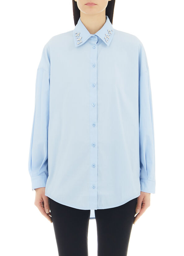 Camicia a righe con pietre gioiello