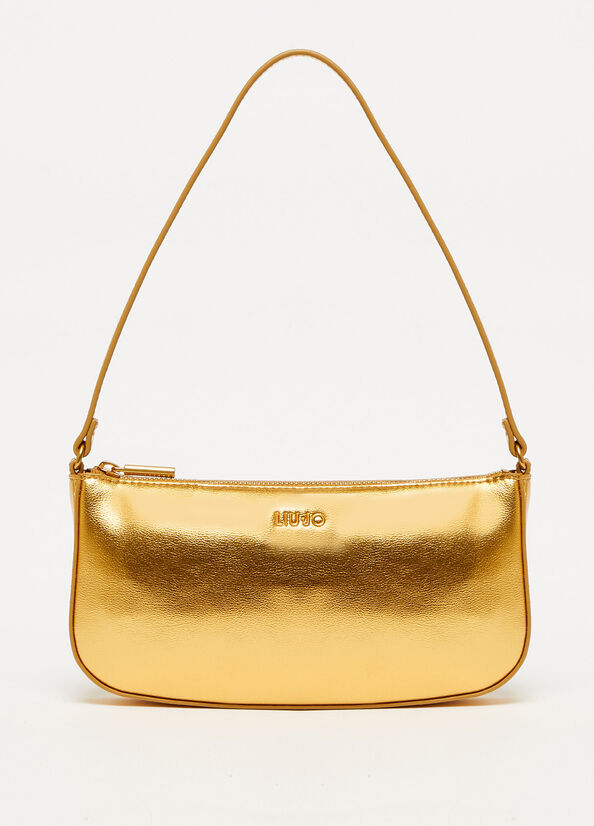 Borsa a mano laminata color oro