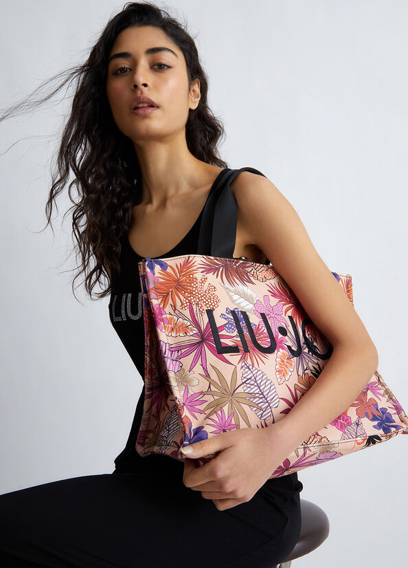 Shopping bag floreale in tela