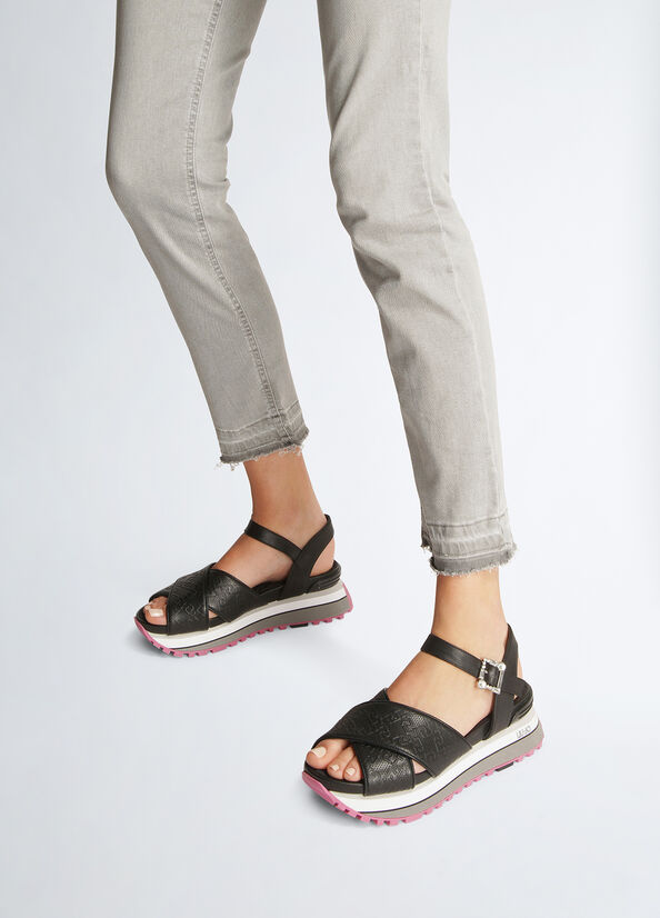 Sandali platform con logo monogram