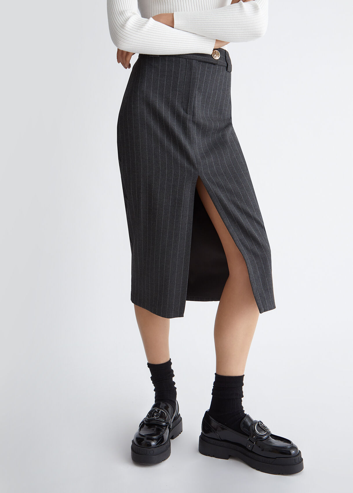 Striped midiskirt
