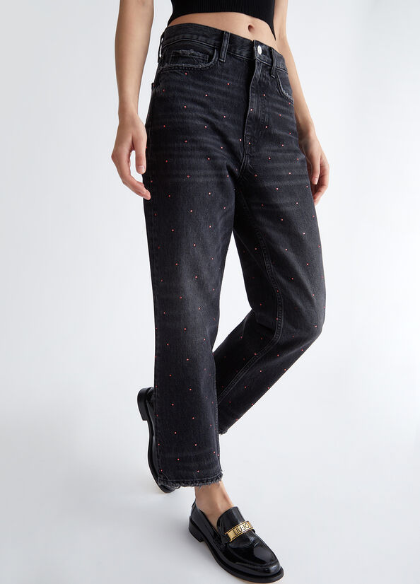 Jeans straight ecosostenibili con strass