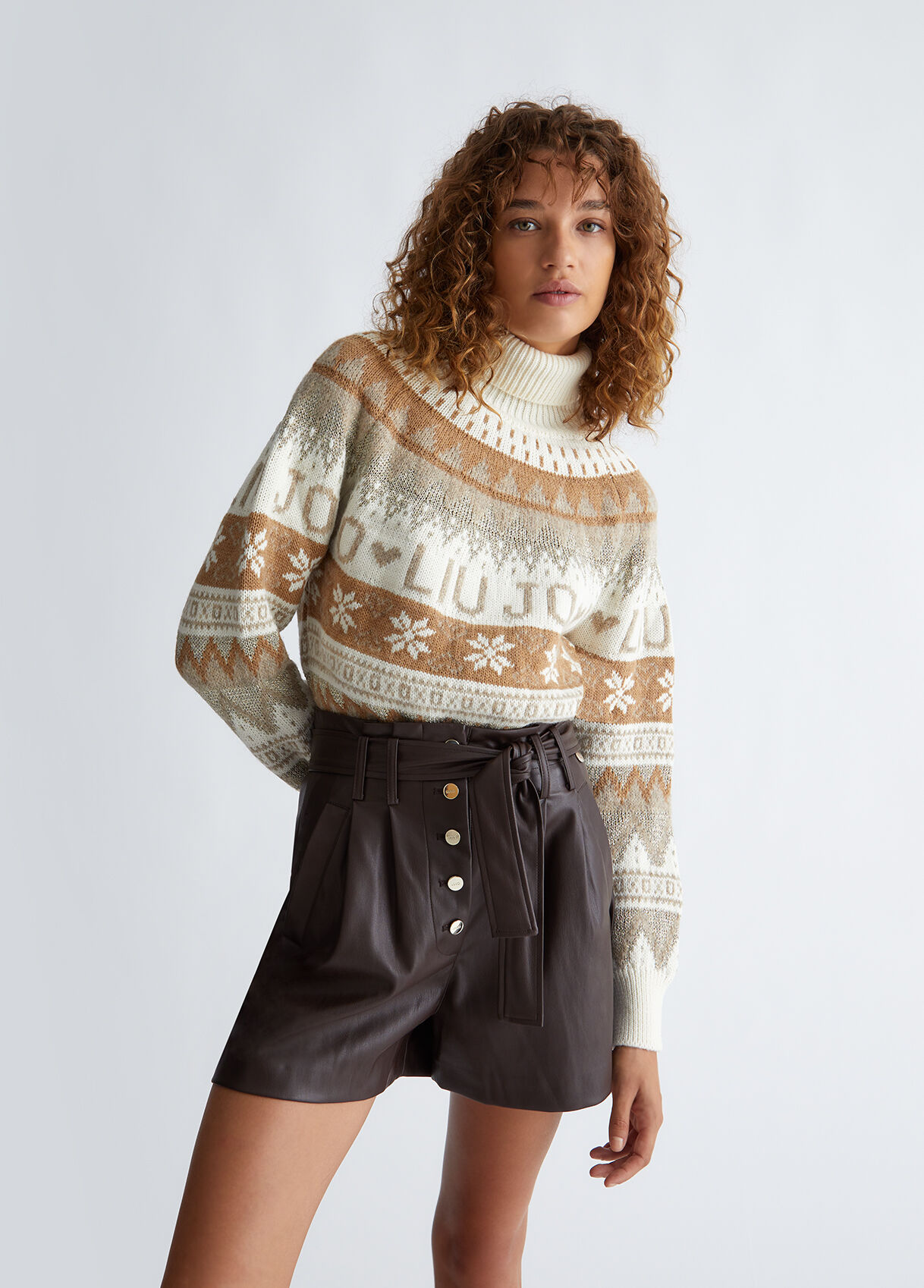 Fair isle turtleneck with logo