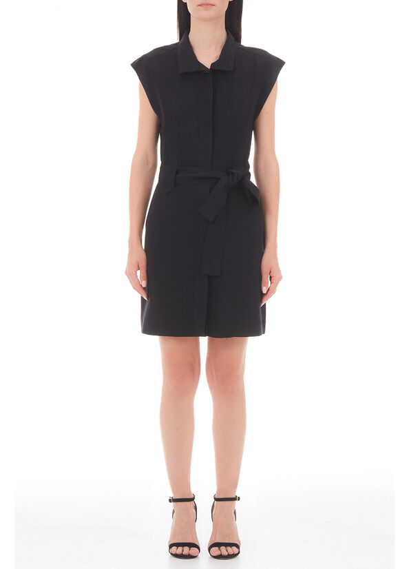 Vestito corto in misto lino