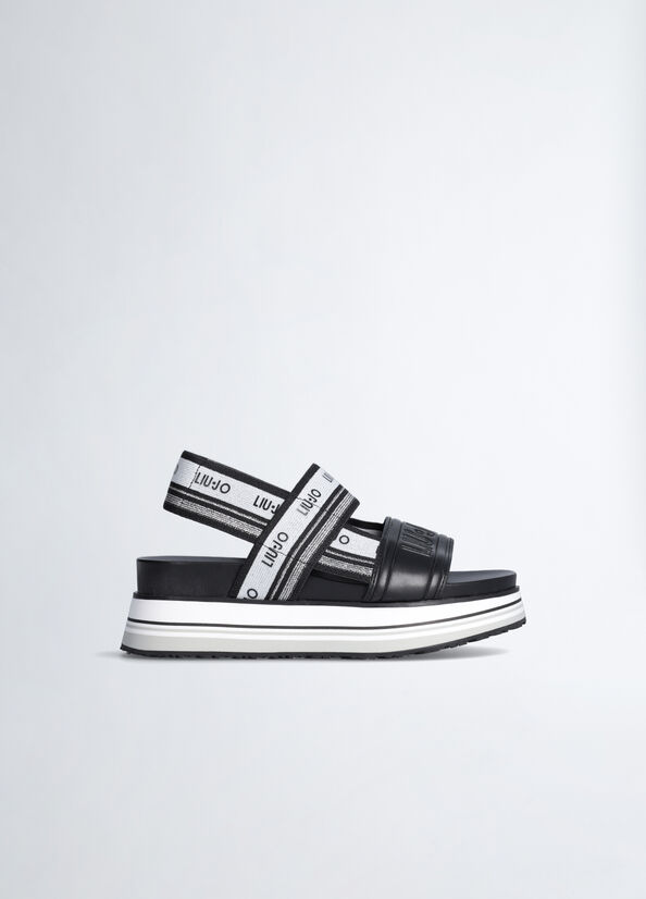Sandali platform con logo jacquard