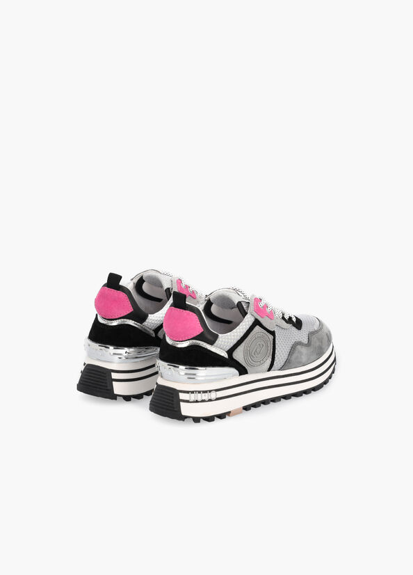 Sneakers platform in mesh e suede