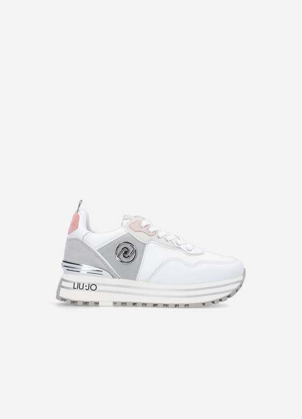Sneakers platform in shiny nylon