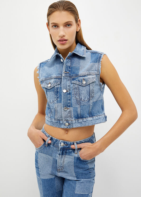 Gilet patchwork in denim