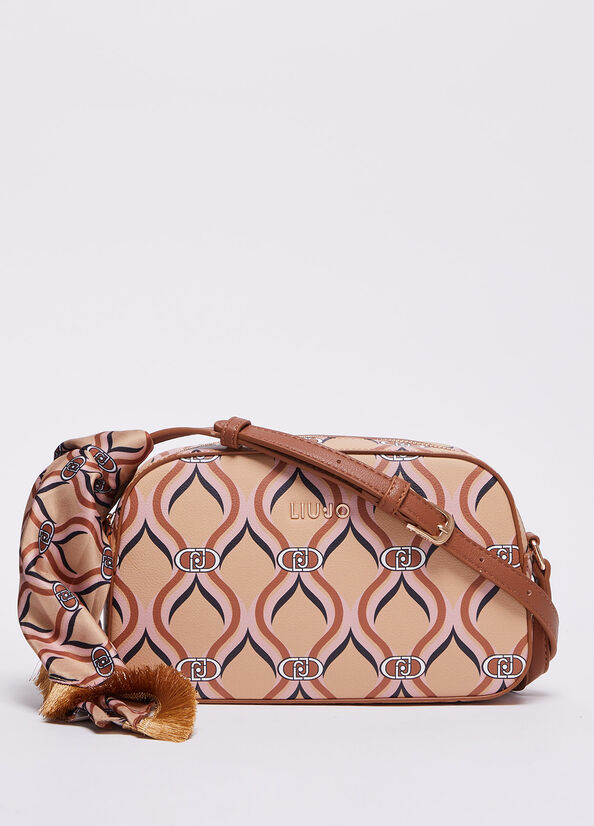 Borsa a tracolla con stampa e foulard