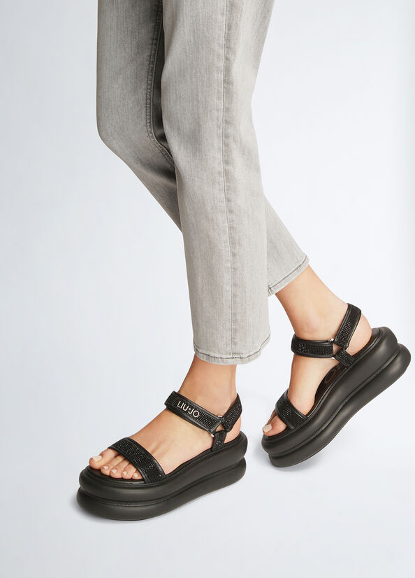 Sandali platform con strass
