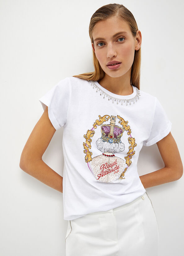 T-shirt con frange gioiello