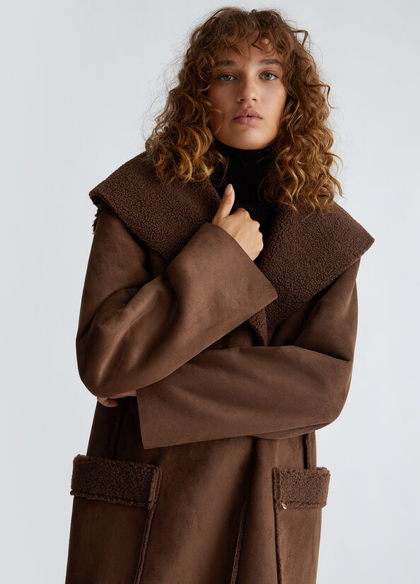 Brown faux shearling coat