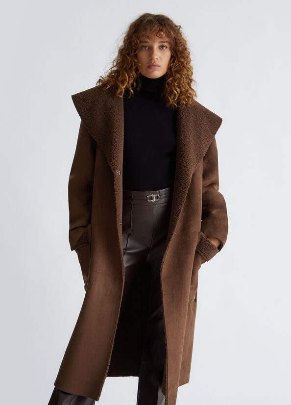 Brown faux shearling coat