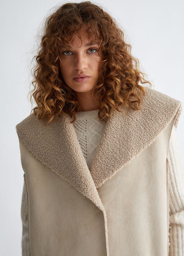 Dove grey faux shearling gilet