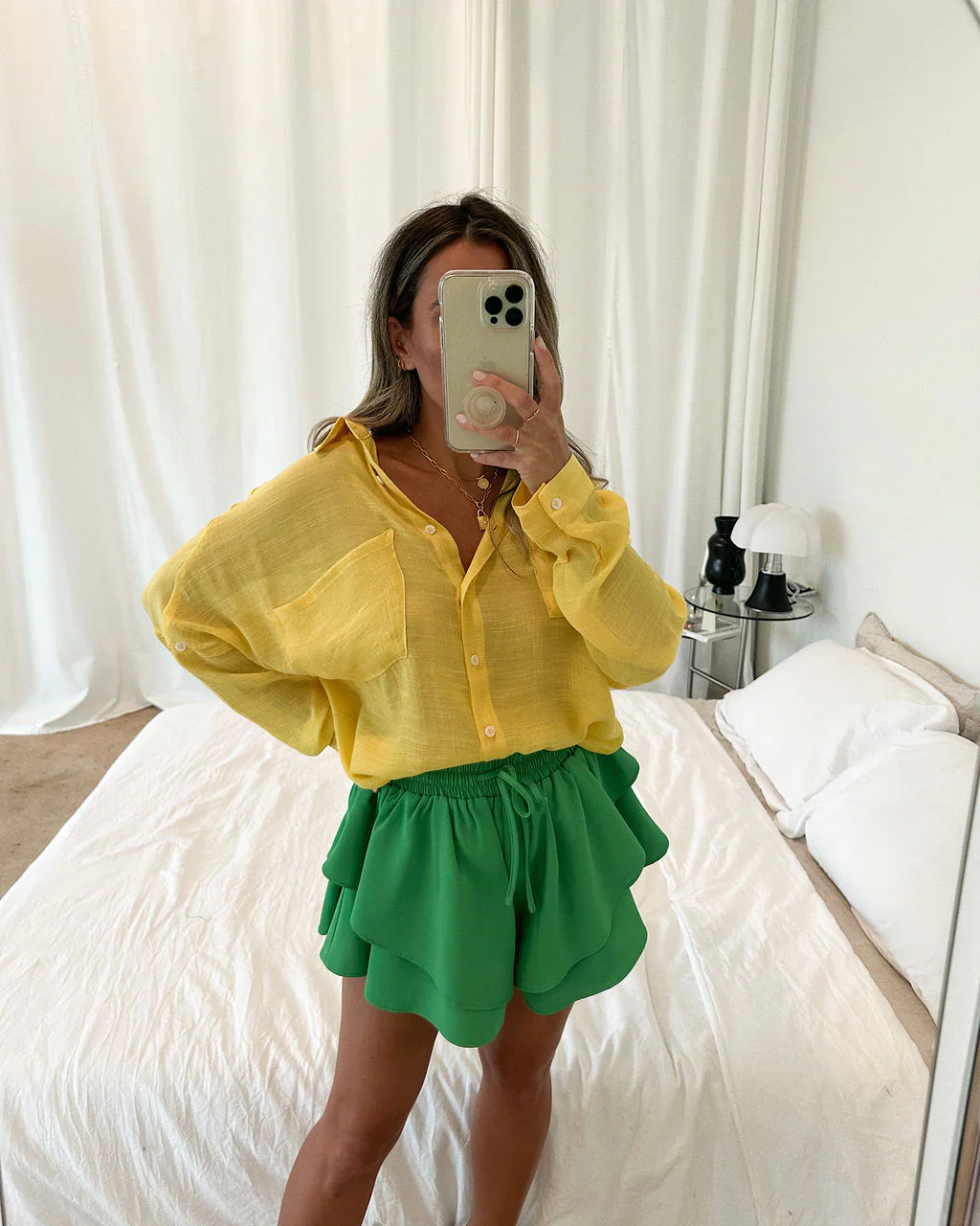 WFMD Flutter My Way Drawstring Tiered Shorts